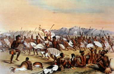 Danza de caza zulú, c.1848-1849 (grabado)