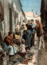 hombres de pacotilla en París, c. 1900 (ilustración)