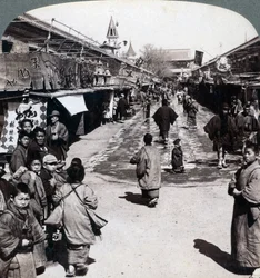 Calle Asakusa, Tokio, Japón, 1896