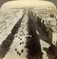 Campos Elíseos desde el Arco de Triunfo, París, Francia, siglo XIX