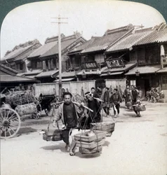 Coolies, escena callejera en Tokio, 1896