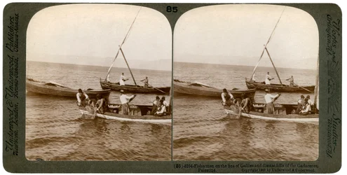 Pescadores en el Mar de Galilea, Palestina, 1900