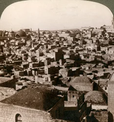 Jerusalén, vista desde la muralla norte, Palestina, 1897