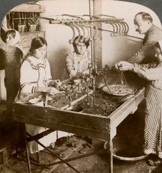 Fabricación de seda, Siria, 1900s