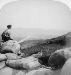 Río Tugela y Monte Alice desde Spion Kop, Sudáfrica, 1901