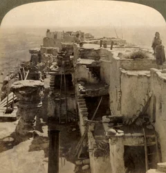 Wolpi...un jefe pueblo de la misteriosa raza Moki, Habitantes de los acantilados, Arizona, EE.UU.