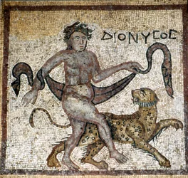 Mosaico romano, Dionisio con pantera, siglo IV