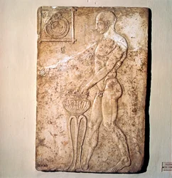 Relieve votivo romano de atleta del período republicano, Roma, siglo II a.C.