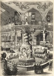 Exposición de Estocolmo 1866 - exposición de arte y arte industrial - Stockholmsutställningen 1866 - Estocolmo - Gran Exposición de Bellas Artes e Industria - La Gran Nef - Fuente Molin