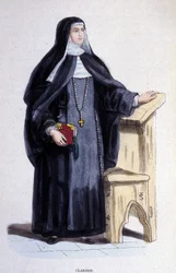 Una Clarisa, una religiosa de la Orden de Santa Clara fundada en el siglo XIII.