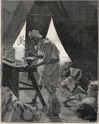 Un joyero cabilio en Argelia en el siglo XIX. Grabado de 1885 en 