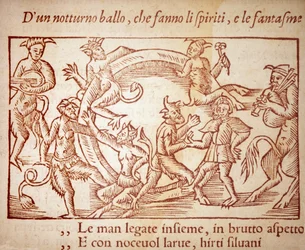 Un Sábado, grabado por Olaus Magnus (1490-1557), religioso y geógrafo sueco, -en "Historia de Gentis Septentrionalibus"