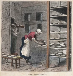 Una fábrica de queso. Ilustración del siglo XIX. Colección Bianchetti