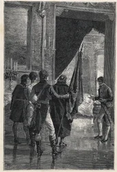 Una delegación de Carbonari, la sociedad secreta nacionalista, es presentada a Fernando I de las Dos Sicilias (anteriormente Fernando IV de Nápoles) 1820