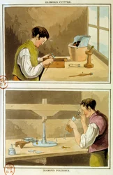 Un cortador de diamantes. Grabado del siglo XIX. París, B.N.