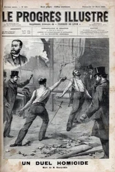 Un duelo homicida - El 1 de marzo de 1895, un duelo con espada entre dos miembros del Comité del África francesa, antes buenos camaradas, Alfred Le Chatelier e Hippolyte Percher, alias Harry Alis, y esto