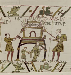 Una casa es quemada por los normandos, Tapiz de Bayeux