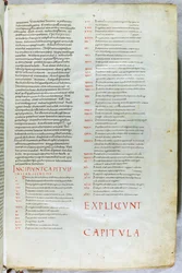 Una página de la Biblia del siglo XI con el capítulo incipit del Libro del Génesis