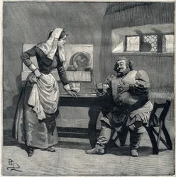 Una escena de “Falstaff” de la ópera homónima de Giuseppe Verdi creada en 1893. Grabado en “Le Parisien”