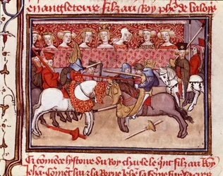 Un torneo de caballeros en tiempos del Rey de Francia Carlos V (1338-1380). Miniatura de 