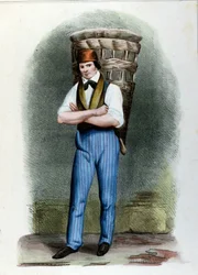 Un vendedor ambulante de pan. Grabado de Milán alrededor de 1820.