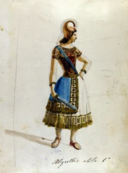 Traje de Abigaille en la ópera de Giuseppe Verdi (1813 - 1901), “Nabucco” primero llamado “Nabucodonosor” Museo de la Scala