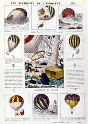 Accidentes de aerostatos. Gráfico ilustrado del siglo XIX
