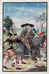 Albert de Brandebourg (Albrecht von Brandenburg-Ansbach) (1490-1568) - Albert, Duke of Prussia (From: War Order) - Anónimo - 1555 - Acuarela y tinta sobre papel - 39x26 - Biblioteca Estatal de Berlín ©FineArtImages/Leemage