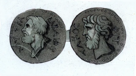 Alceo (v. 630 - v. 580 a.C.). Poeta griego. Grabado de principios del siglo XIX