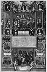 Almanaque para el año 1682 representando el nacimiento del Delfín (Luis de Francia conocido como el Gran Delfín)