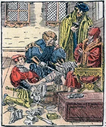 Amputación de una pierna en el siglo XVI.