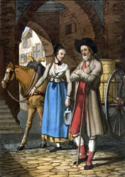 Anabaptistas de Basilea. Siglo XIX. Litografía