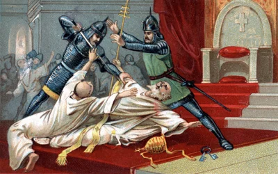 Bombardeo de Anagni. Ayuda útil de Guillermo de Nogaret, enviado por el Rey de Francia Felipe IV el Hermoso; el 8 de septiembre de 1303 detuvo al Papa Bonifacio VIII en Anagni (Benedetto Caetani, conocido como Bonifacio VIII)