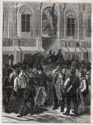 Armand Barbes, revolucionario francés (1809-1870) antes de su arresto el 12 de mayo de 1839 - Grabado de 1882 en “Histoire de dix ans: 1830-1840” Louis-Blanc (1811-1882)