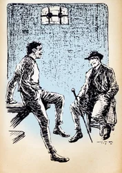 "Arsene Lupin en prisión discute con el Inspector Ganimard"