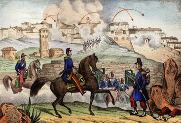 Asalto de Constantina, Argelia, tras un sitio de 7 días por el General Danrémont del ejército francés de África, el 13 de octubre de 1839. En “Storia d