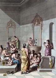 Baños públicos en Palestina - en "El traje antiguo y moderno" de Ferrario, ed. Milán