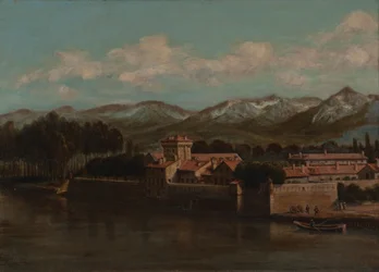Orillas del Isère en Grenoble, vista de la montaña 1864 (Óleo sobre lienzo)