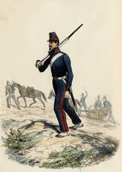 Batallón de artillería de montaña del ejército francés en Argelia en 1830, en "L