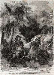 Batalla entre Roland y Ferragus - grabado de 1851 de 