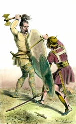 Batalla entre un soldado franco y un soldado romano