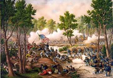 Batalla de Spottsylvania entre el 8 y el 18/05/1864. Grabado de 1888.