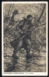 Bélgica: Una postal belga producida durante la Primera Guerra Mundial y vendida para recaudar fondos para los soldados belgas inválidos.