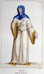 Berthe, hija de Lotario II, Rey de Lotaringia. grabado de 1830
