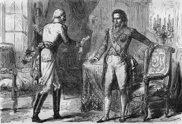 Traición de Bernadotte - Jean Baptiste Jules Bernadotte (1763-1844) recibió un enviado (agente secreto) de Prusia en Estocolmo, Suecia el 18 de diciembre