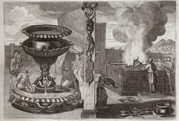 Biblia de Royaumont, Antiguo Testamento: Altar de los perfumes. La figura de los dos altares, el de los perfumes y el de los holocaustos. Ilustración de 1811.
