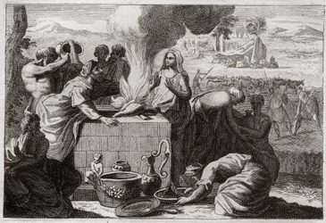 Biblia de Royaumont, Antiguo Testamento: Lot se separa de Abraham. Una disputa surgió entre los pastores de Abraham y Lot, y se separaron, y Lot se retiró a Sodoma. Ilustración de 1811.