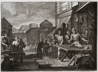 Biblia de Royaumont, Antiguo Testamento: Sitio de Samaria. El rey de Siria sitió la ciudad de Samaria y la redujo a una terrible hambruna. Ilustración de 1811
