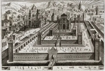Biblia de Royaumont, Antiguo Testamento: Templo de Salomón. Salomón construye el Templo en Jerusalén. Ilustración de 1811