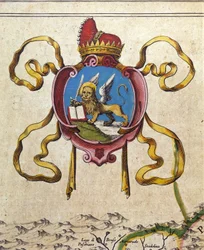 Blasón de la República de Venecia decora el león de San Marcos. Siglo XIX